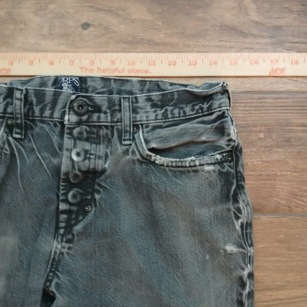 PRPS Demon Jeans Mens 30x29 Gray Distressed Straight Leg Button Fly Denim‎